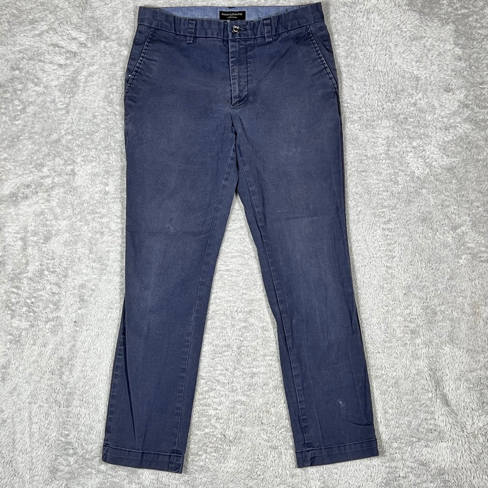 Banana Republic Aiden Chino Mens 31x30 Navy Blue Slim Fit Cotton Twill Pants